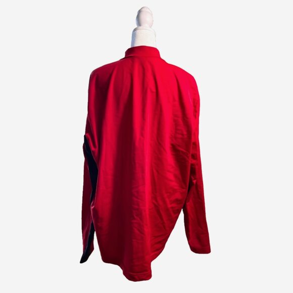 Lands’ End Men’s Red Quarter Zip Pullover Mock Neck Long Sleeve Sweatshirt XXL - Picture 2 of 6